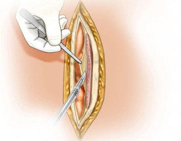 Incision of the rectus sheath